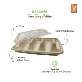 Bagasse Taco Tray with PP Lid
